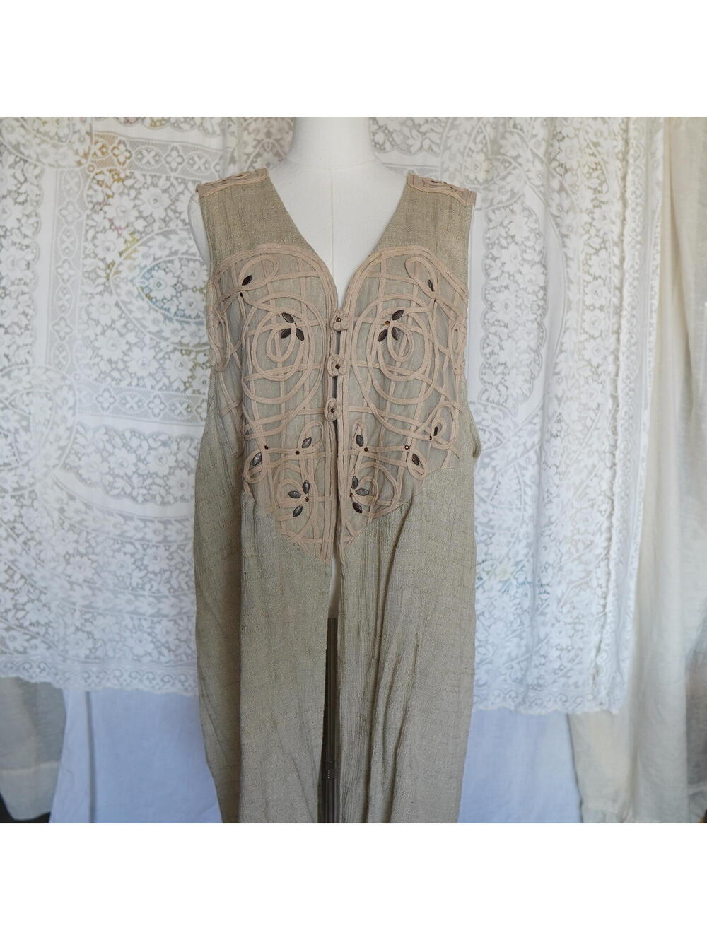 Spencer Alexis Tunic Vest Duster Ecru Boho Lagenlook